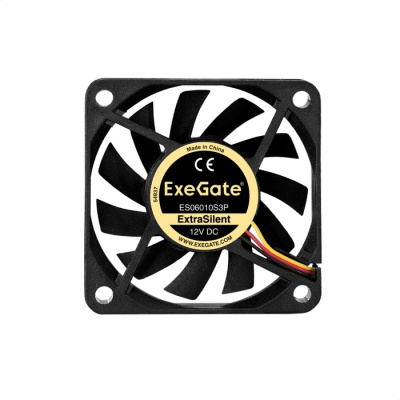 Exegate EX283368RUS ���������� ExeGate ExtraSilent ES06010S3P, 60x60x10 ��, ��������� ����������, 3pin, 3000RPM, 23dBA