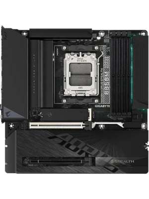 ����������� ����� AORUS B850M AORUS STEALTH B850, AM5, 4*DDR5, 2*PCIEx16, 3*M.2, 2*Type-C, 1*USB3.2Gen2, 6*USB3.2Gen1, 8*USB2.0, 2*SATA3.0, 5G, DP, HDMI, M-ATX, RTL