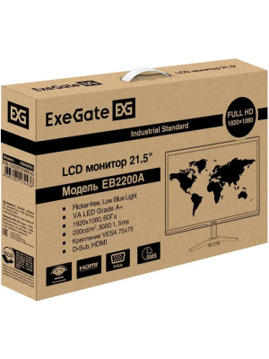 ������� ExeGate 21.5"�EB2200A ������ {VA1920x1080 75hz 5ms 16:9 200cd 3000:1 170/160 D-Sub HDMI VESA ����������� �������} [EX297376RUS]