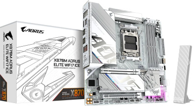 ����������� ����� Gigabyte X870M AORUS ELITE WIFI7 ICE, Socket AM5, AMD X870, mATX, Ret