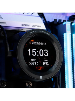 ������� �������� ���������� Thermalright Core Vision 360 ARGB Soc-AM5/AM4/1200/1700/1851 ������ 4-pin 28.1dB Al LCD Ret (C-VISION-360-BL-ARGB)