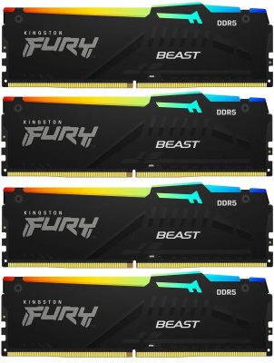 ������ DDR5 4x32GB 5600MHz Kingston KF556C40BBAK4-128 Fury Beast Black RGB RTL Gaming PC5-44800 CL40 DIMM 288-pin 1.25� dual rank � ���������� Ret