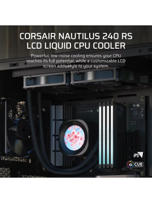 ������� ����������� ���������� Corsair NAUTILUS 240 RS LCD (240mm, Black/ Fans: 2x120mm, 72.8CFM, 36dBA, 2100RPM/ S: 1851, 1700, AM5, AM4)