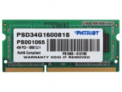 ����������� ������ ��� ��������� SO-DDR3 4Gb PC12800 1600MHz Patriot PSD34G160081S