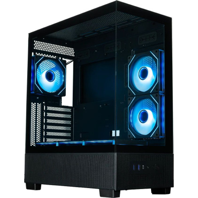 ������ XASTRA Q500 6ARGB-C10-UC Black ATX/Aquarium/Screewless/ 6x120mm ARGB PWM FM fans/Argb+PWM HUB 10port/ Type-C/ Q500-6FM12A-C10-UC