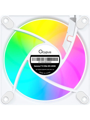 �������� ������������ (3 ��) Ocypus Gamma F12 Elite WH ARGB REVERSE BLADE 3 IN 1, 120x120x25mm, 4-PIN PWM, 600-1800 RPM, 26 DBA MAX, HYDRO BEARING