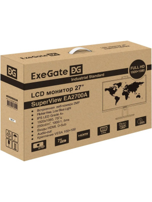 ������� ExeGate 27" EA2700A SuperView {IPS 1920x1080 75Hz 5ms 16:9 250cd 1000:1 178/178 D-Sub HDMI webcam AudioOut} [EX298881RUS]