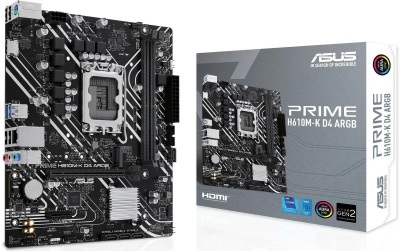   ASUS PRIME H610M-K D4 ARGB, LGA 1700, Intel H610, mATX, Ret 90MB1HN0-M0EAY0