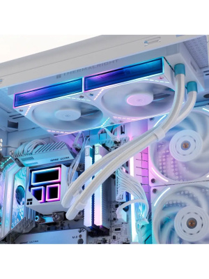 ������� ���������� ��� ���������� Thermalright Frozen Infinity 240 (240mm, White, ARGB/ Fans: 2x120mm, 68.9CFM, 28.2dBA, 2000RPM/ Pump height 60mm, Rad thickness 27mm/ S: 1700, 1200, 1851, 115X, AM5, AM4)