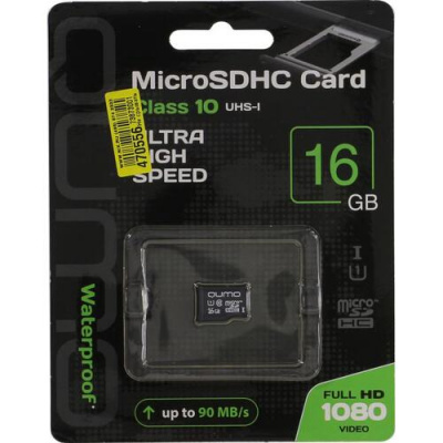 Micro SecureDigital 16Gb Qumo QM16GMICSDHC10U1NA MicroSDHC Class 10 UHS-I