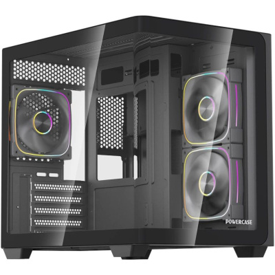 ������ Powercase Vision Micro M5B, Curved Glass, Type-C, 3x 120mm ARGB PWM Fan, ������, mATX  (CVMM5B-A3)