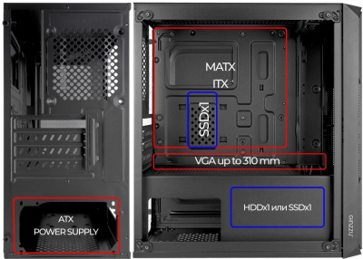 ������ �� ��� �� Ginzzu CL580 Black mATX