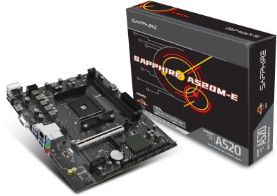 ����������� ����� Sapphire A520M-E, Socket AM4, AMD A520, mATX, Ret 52119-04-40G