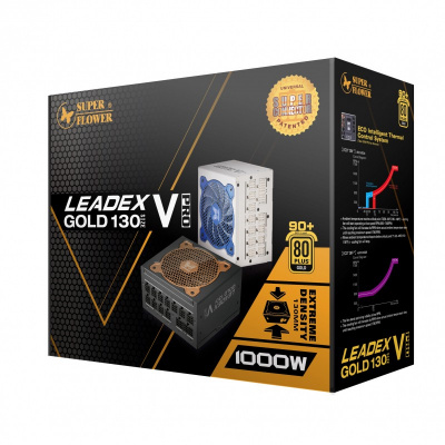 ���� ������� 1000W Super Flower Leadex V Gold PRO �������� 1000 ��, ATX12V 2.52, �������� PFC, ���������� 120 ��, c��������� 80 PLUS Gold, �������������� ������ SF-1000F14TG