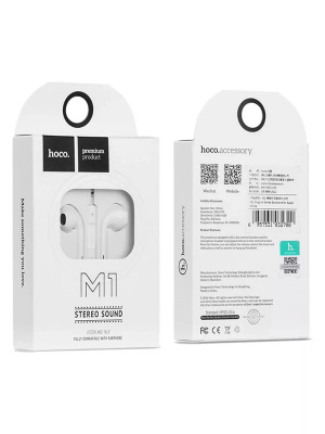 HOCO M1/ �������� + ��������/ ������ ����������/ ��������� ���������/ 1.2�/ 3.5 mm jack/ White