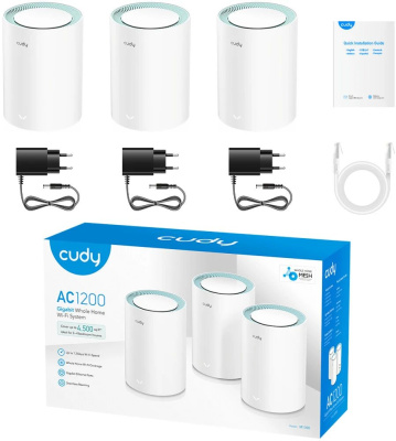 ��������� Mesh ������ CUDY M1300, Wi-Fi 5, AC1200, �����, 3 ��. � ���������