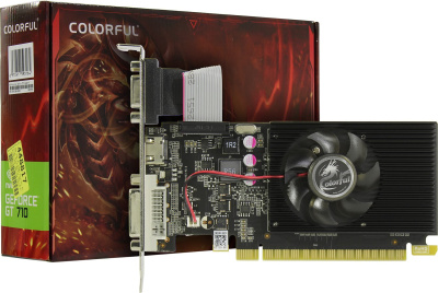 ���������� Colorful NVIDIA GeForce GT710, 2Gb DDR3, 64bit, PCI-E, VGA, DVI, HDMI, Retail (GT710-2GD3-V)