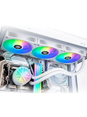 ������� ����������� ���������� Thermalright Aqua Elite 360 V6 (360mm, White, ARGB/ Fans: 3x120mm, 70.84CFM, 29.8dBA, 2000RPM/ Pump height 53.5mm, 2800RPM, Rad thickness 27mm/ S: 1700, 1200, 1851, 115X, AM5, AM4)