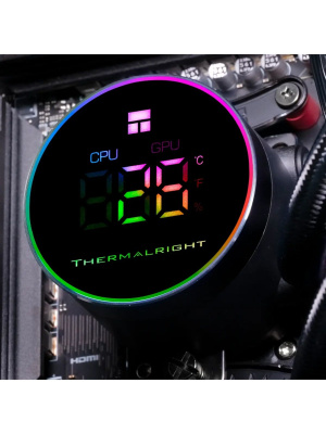 ������� ����������� ���������� Thermalright Frozen Magic 360 Digital V2 (360mm, LED temp., Black, ARGB/ Fans: 3x120mm, 68.9CFM, 28.2dBA, 2000RPM/ Pump height 54.4mm, Rad thickness 27mm/ S: 1700, 1200, 1851, 115X, AM5, AM4)