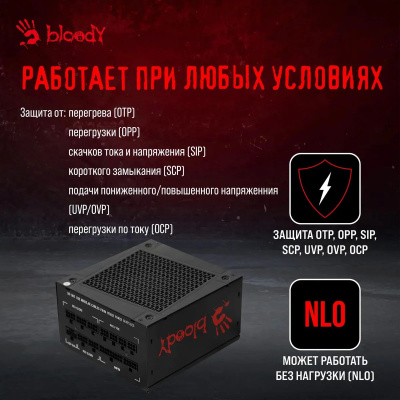 ���� ������� Bloody ATX 1000W BD-PS1000G 80+ gold (20+4pin) APFC 140mm fan 12xSATA Cab Manag RTL