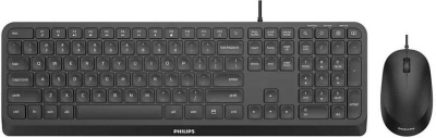 Проводной комплект Philips SPT6207B(Клавиатура SPK6207B+Мышь SPK7207B) USB 2.0 104 клав/3 кнопки 1000dpi, русская заводская раскладка, чёрный