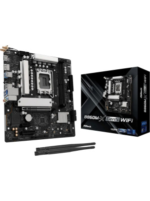 ����������� ����� ASROCK B860M-X Gen5 WiFi, LGA1851, B860, 2*DDR5, 4*SATA, 2*M.2, 3*USB 3.2, 2*USB 2.0, Type-C, 2*PCIx16, 1*M.2 (Key E), HDMI+DP, mATX