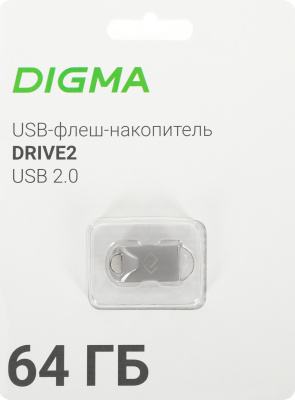 ���� ���� Digma 64Gb DRIVE2 DGFUM064A20SR USB2.0 �����������