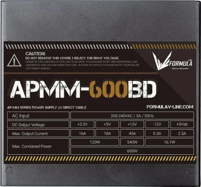 ���� ������� Formula ATX 600W APMM-600BD 80+ bronze (20+4pin) APFC 120mm fan 5xSATA RTL