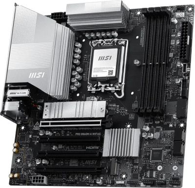 ����������� ����� MSI PRO B860M-A WIFI6E, Socket LGA 1851, Intel B860, mATX, Ret