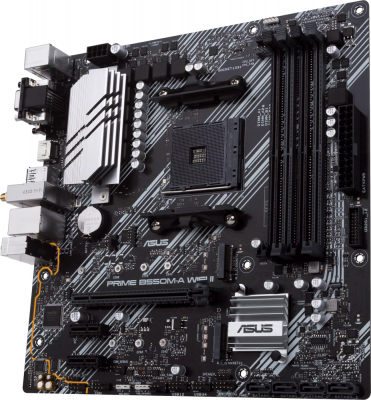 ����������� ����� ASUS PRIME B550M-A WIFI II Socket AM4, AMD B550, 4xDDR4, PCI-E 4.0, Wi-Fi, Bluetooth, 4xUSB 3.2 Gen1, 2xUSB 3.2 Gen2, VGA, DVI, HDMI, mATX