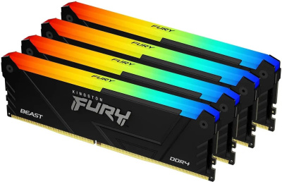 ������ �����������/ Kingston 64GB 2666MT/s DDR4 CL16 DIMM (Kit of 4) FURY Beast RGB (KF426C16BB2AK4/64)