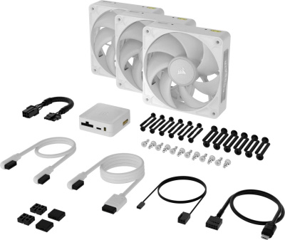 ����� ��� �������/ Case Cooler Corsair iCUE LINK RX120 MAX RGB (120x120x30mm, 4-pin PWM, RGB, 71.3CFM, 29.5dBA, 2000RPM, White, 3pcs)