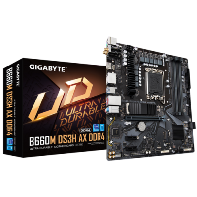   Gigabyte B660M DS3H AX DDR4 Soc-1700 Intel B660 4xDDR4 mATX AC`97 8ch(7.1) GbLAN RAID+HDMI+DP