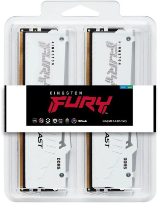  / Kingston 64GB 5600MT/s DDR5 CL40 DIMM (Kit of 2) FURY Beast White RGB XMP (KF556C40BWAK2-64)