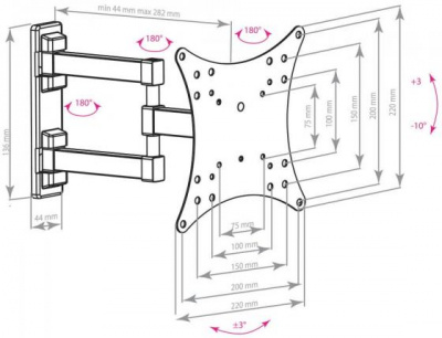 ��������� Arm Media MARS-04 20-43" max 20�� VESA 200x200 ������� � ������