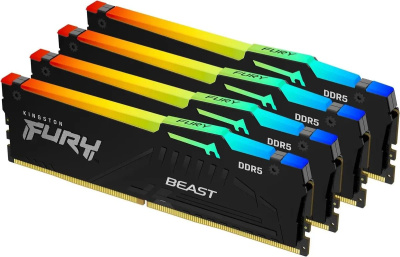 ������ DDR5 4x32GB 5600MHz Kingston KF556C40BBAK4-128 Fury Beast Black RGB RTL Gaming PC5-44800 CL40 DIMM 288-pin 1.25� dual rank � ���������� Ret