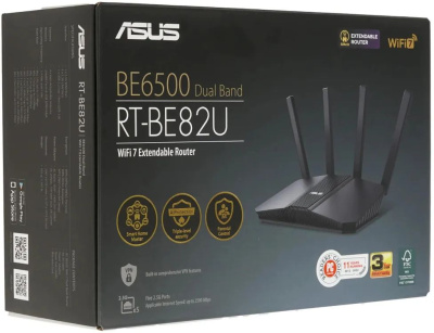Wi-Fi ������ ASUS RT-BE82U, Wi-Fi 7, BE6500, 2.4/5���, 4 LAN, ������