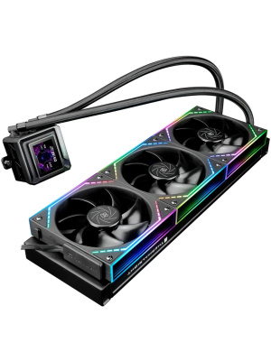 ������� ���������� ��� ���������� Thermalright Frozen Warframe SE 360 ARGB V2 (360mm, LED temp., Black, ARGB/ Fans: 3x120mm, 68.9CFM, 28.2dBA, 2000RPM/ Pump height 59mm, Rad thickness 27mm/ S: 1851, 1700, 1200, 115X, AM5, AM4)