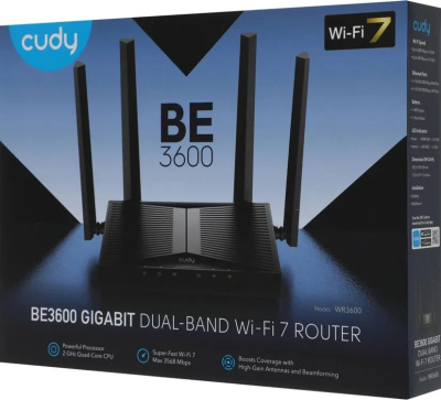 Wi-Fi ������ Cudy WR3600, Wi-Fi 6, BE3600, 2.4/5���, 4 LAN, ������