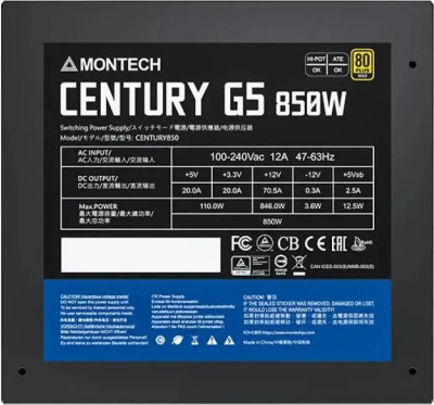 ���� ������� Montech ATX 850W CENTURY GOLD G5 80+ gold