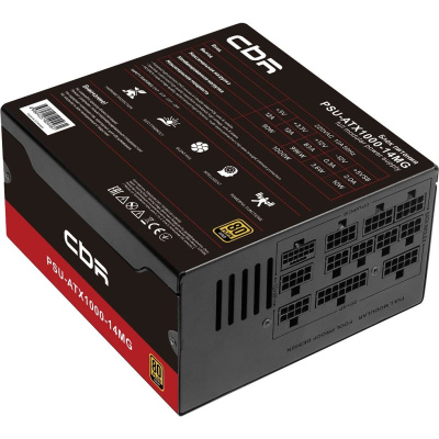 ���� ������� CBR ATX 1000W 80+ Gold, Full Modular, DC-DC, APFC, 24pin, 1*PCIE5.1(12+4pin), 2*8-pin(4+4P), 3*6+2pin, 5*SATA, 3*IDE, 14cm fan, 1.5� ������ �������, ������ [PSU-ATX1000-14MG] BOX