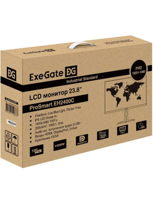 ������� ExeGate 23.8" EH2400C ProSmart ������ {IPS 1920x1080 100Hz 3-5ms 16:9 250cd 1000:1 178/178 AudioOut Speakers D-Sub HDMI DisplayPort HAS Pivot VESA} [EX300347RUS]