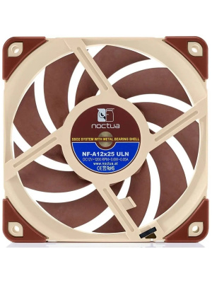 ����� ��� ������� Noctua NF-A12x25 ULN (120x120x25mm, 3-pin, 32.78CFM, 12.1dBA, 1200RPM, Beige/Brown)