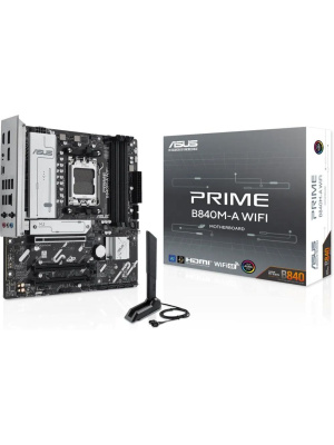 ����������� ����� ASUS PRIME B840M-A WIFI, AM5, B840, 4*DDR5, 4*SATA, 3*M.2, 2*USB 3.2, 4*USB 2.0, Type-C, 4*PCIx16, 2* DP+HDMI, mATX; 90MB1J20-M0EAY0