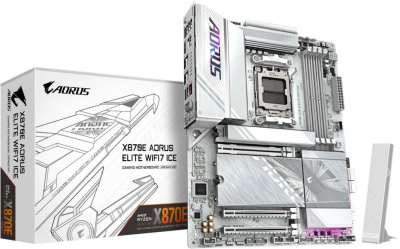 ����������� ����� Gigabyte X870E AORUS ELITE WIFI7 ICE, SocketAM5, AMD X870E, ATX, Ret