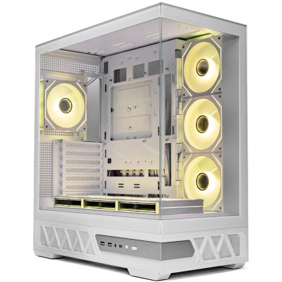 ������ XASTRA Q700 7ARGB-C10-UC White ATX/Aquarium/Screewless/7x120mm ARGB PWM mirror fans/Argb+PWM HUB 10port/Type C Q700-7FM12A-C10-UC-WH