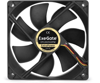 Exegate EX283390RUS ���������� 12� DC ExeGate ExtraPower EP12025S3PM (120x120x25 ��, Sleeve bearing (��������� ����������), 3pin+Molex, 1800RPM, 28dBA)