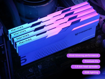   32Gb (2x16) Acer Predator Hermes RGB White, DDR5, 6800Mhz, CL32 (32-45-45-108), 1.4V, HERMES-32GB-6800-1R8-V4 with Fan