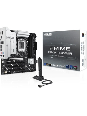 ����������� ����� ASUS PRIME Z890M-PLUS WIFI, LGA1851, Z890, 4*DDR5, 6*SATA, 3*M.2, 5*USB 3.2, 4*USB 2.0, Type-C, 3*PCIx16, HDMI+DP, mATX; 90MB1J80-M0EAY0