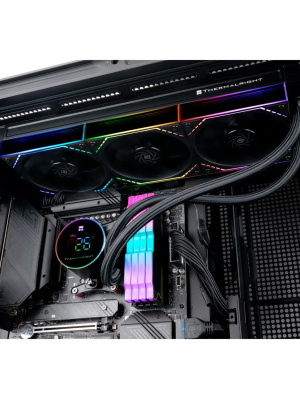 ������� ����������� ���������� Thermalright Frozen Magic 360 Digital V2 (360mm, LED temp., Black, ARGB/ Fans: 3x120mm, 68.9CFM, 28.2dBA, 2000RPM/ Pump height 54.4mm, Rad thickness 27mm/ S: 1700, 1200, 1851, 115X, AM5, AM4)